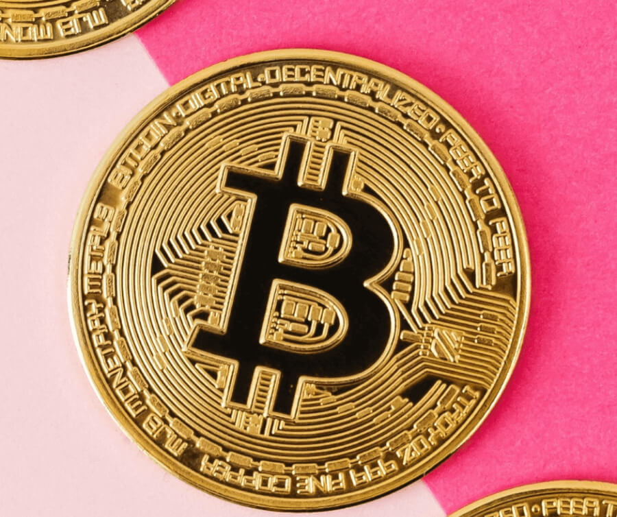 Bitcoin Coin on Pink Background - ACG