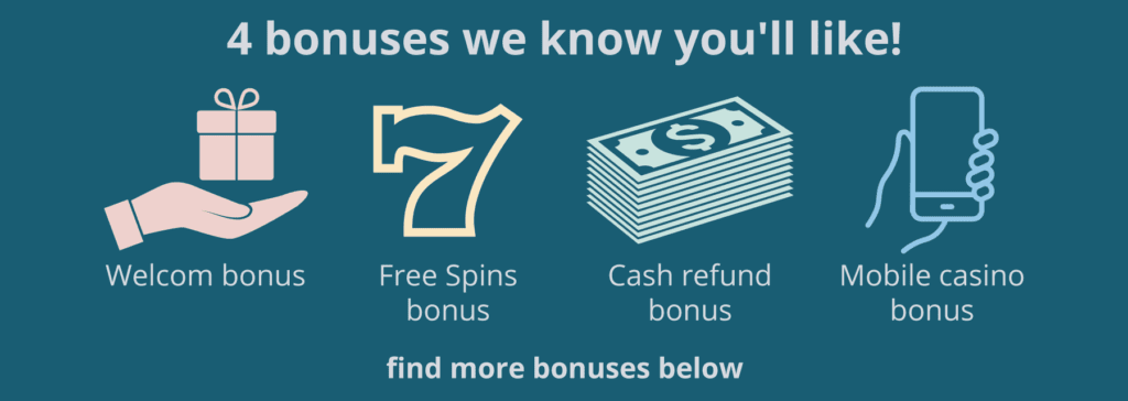 4 types of bonuses available at US online casinos