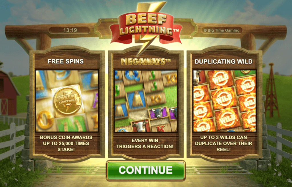 Beef Lightning Megaways Big Time Gaming online slot features