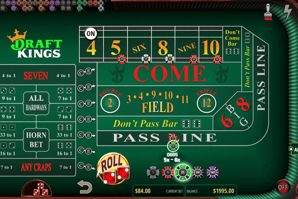 Play online craps at DraftKings