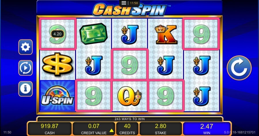 Cash Spin Slot Winning Combination