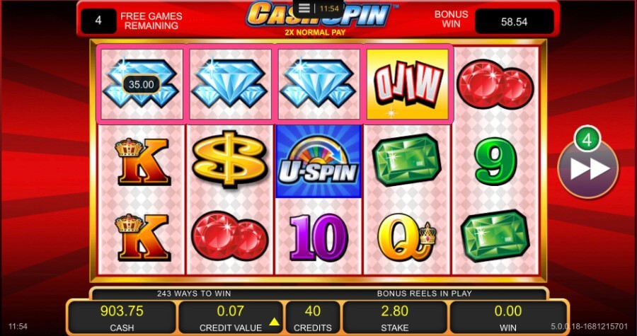 Cash Spin Slot Free Spins Bonus