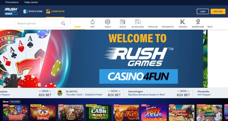 Rush Games Casino Screenshot