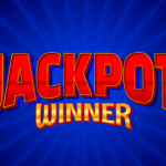 “Jackpot Winner” on blue background