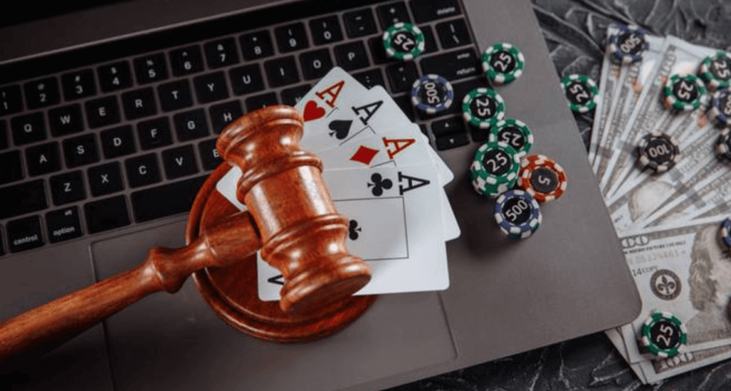 laptop and poker chips