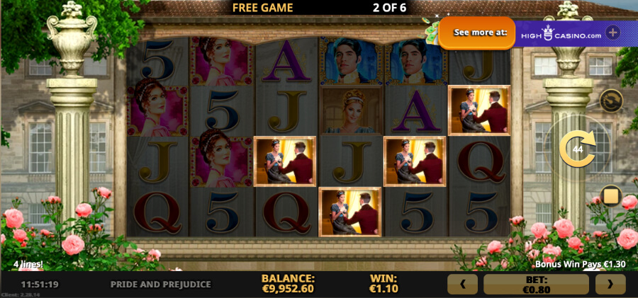 Pride and Prejudice Slot Winning Combination in Free Spins - ACG