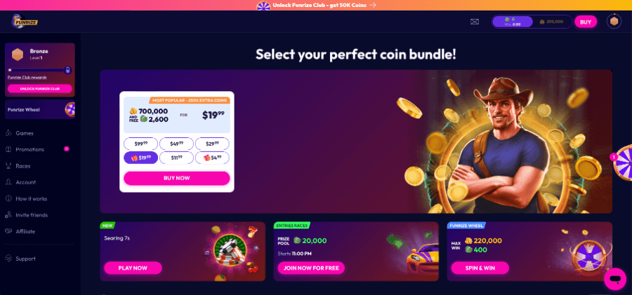 Funrize Sweepstake Casino Screenshot - ACG