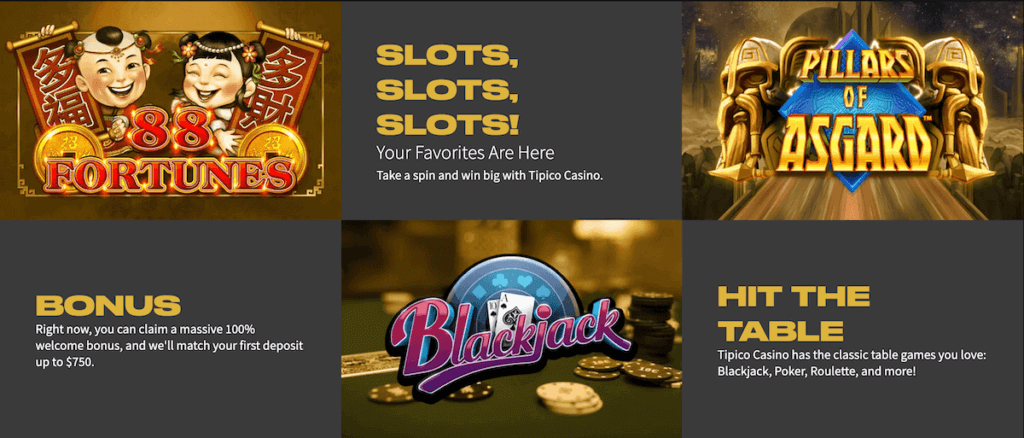 Play online slots and casino table games at Tipico online casino.