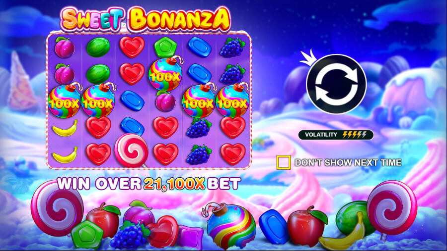 Sweet Bonanza Slot Welcome Screen - ACG