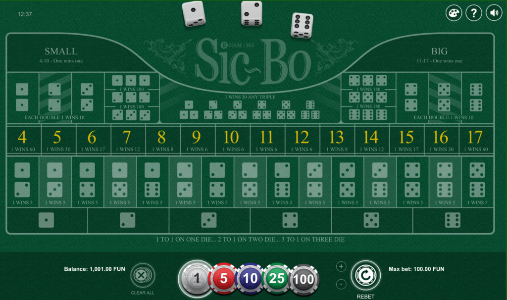 Sic Bo Online Table