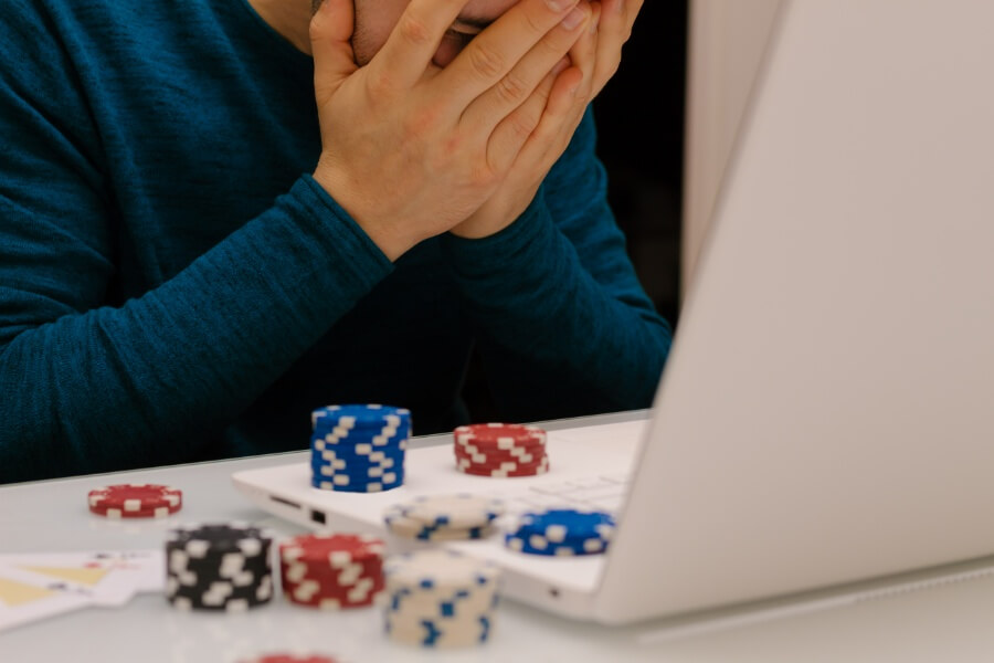 Young American dealing with gambling addition